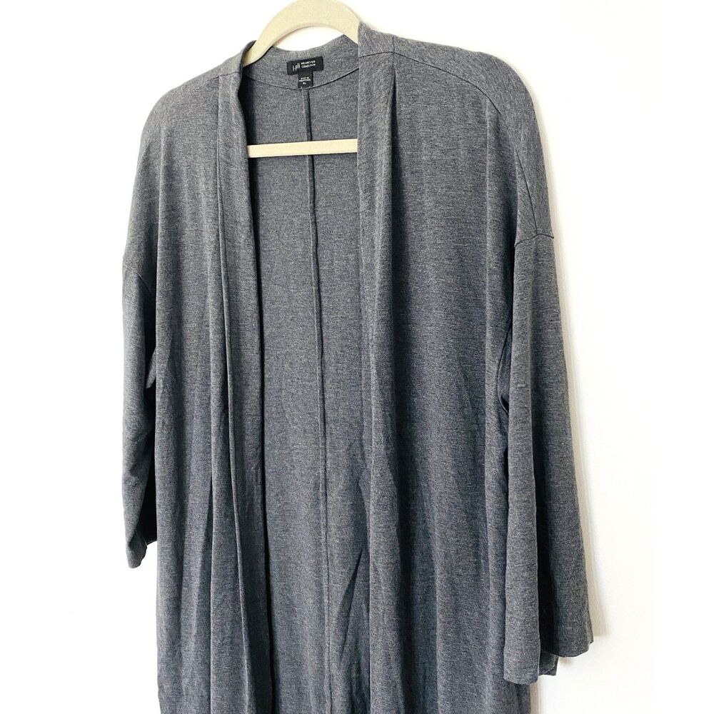 J Jill Wearever Collection Gray Open Long 3/4 Sleeve Stretchy Cardigan Sz XL - Picture 10 of 12
